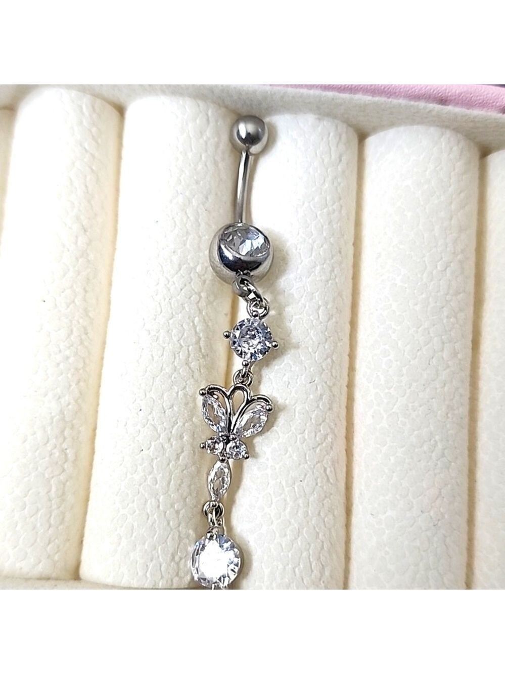 BUTTERFLY DANGLE STAR  BELLY BUTTON RING Multi GEMS